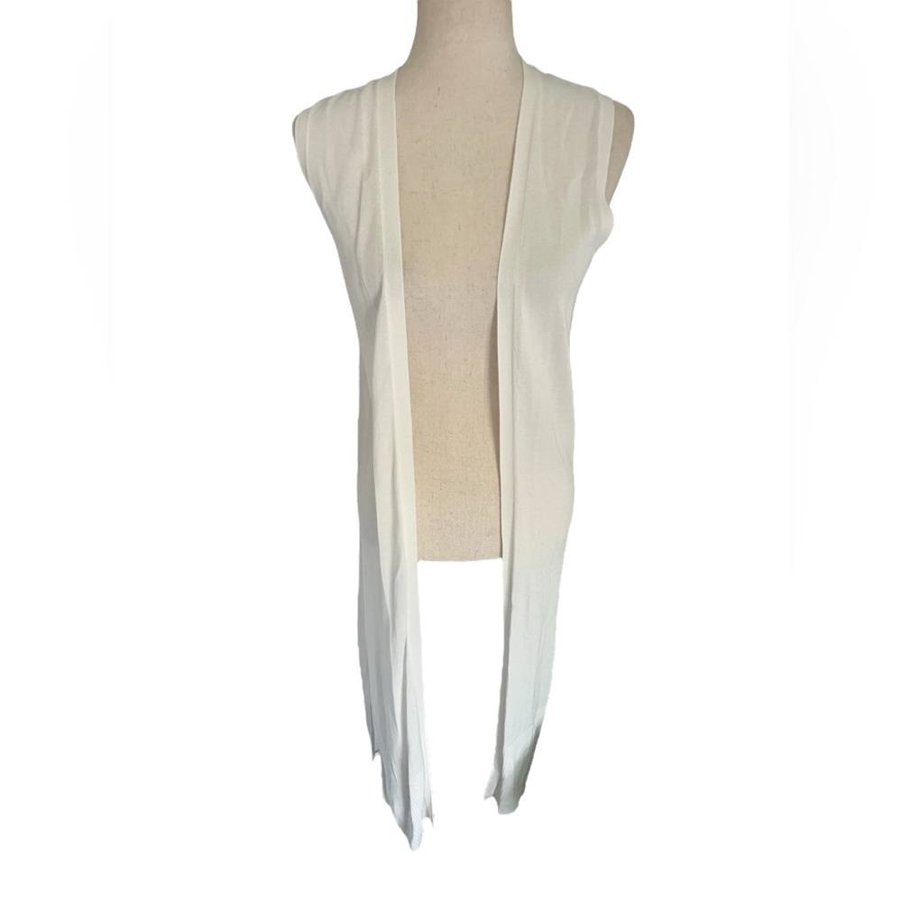 White House Black Market White Sleeveless Duster Cardigan XXS